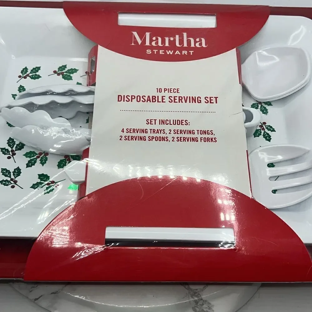 MARTHA STEWART Vintage Holiday Disposable Serving Set- 10 pieces NEW!